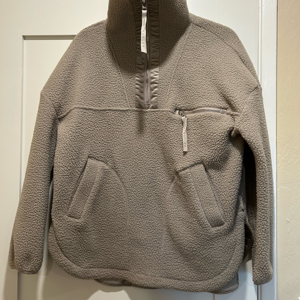 Varley Beige and Black Fleece Pullover